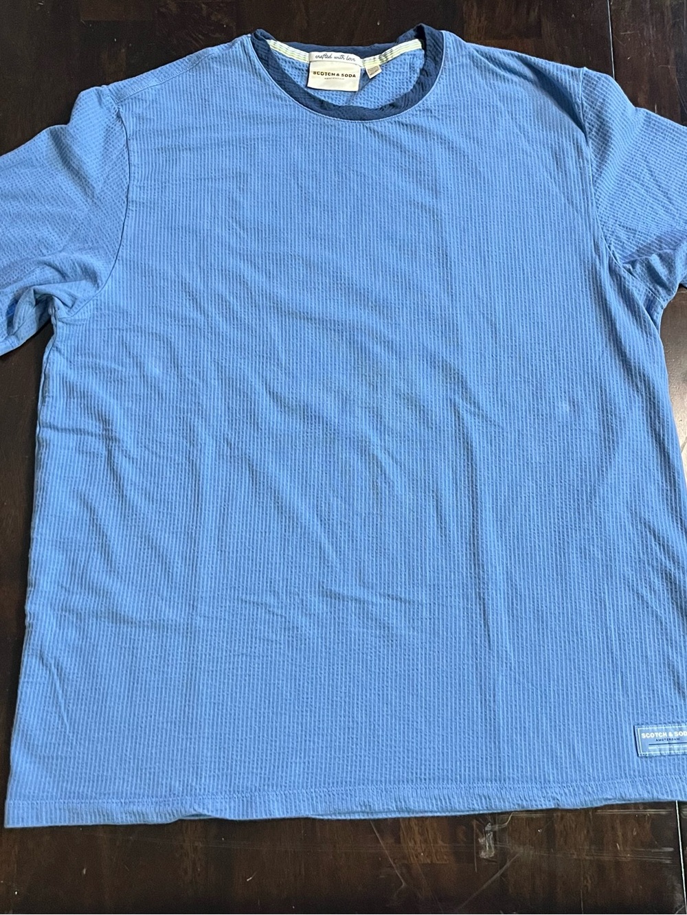 Scotch & Soda Amsterdam Textured Blue Tshirt, Sz XL